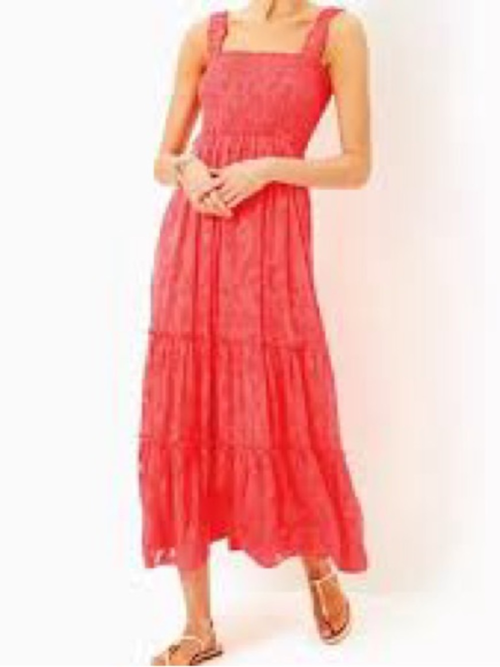 NWT Lilly Pulitzer Hadley Smocked Maxi Dress Mizner Red Size M